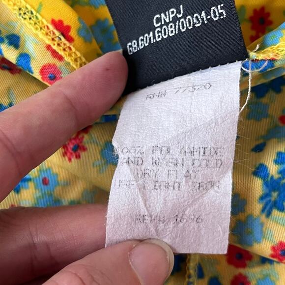 Mamy Blue Rio Y2K Babydoll Floral Dress Sz M Hippie Retro Boho Cottage Midi tie - Picture 12 of 13